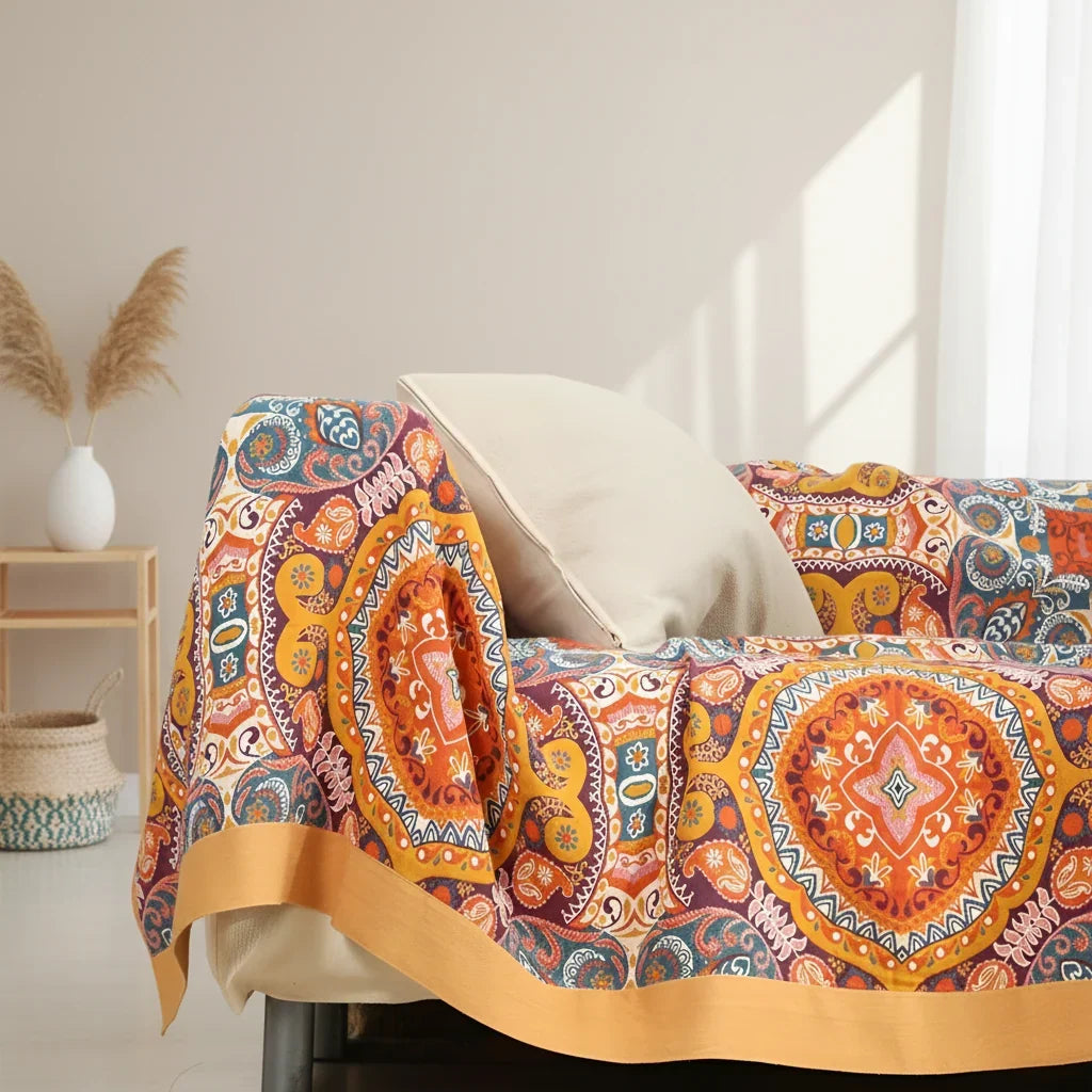 Reversible Cooling Blanket with Boho Print, Machine Washable | Two Sides, Cooler Nights | Cooling Blankets