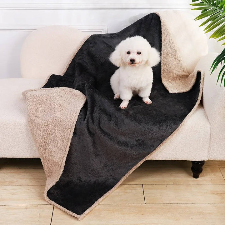 Sherpa Fleece Dog Blanket with Waterproof Backing and Raised Rim | Protect Furniture, Pamper Pets | Pet Blankets