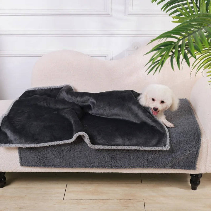 Sherpa Fleece Dog Blanket with Waterproof Backing and Raised Rim | Protect Furniture, Pamper Pets | Pet Blankets