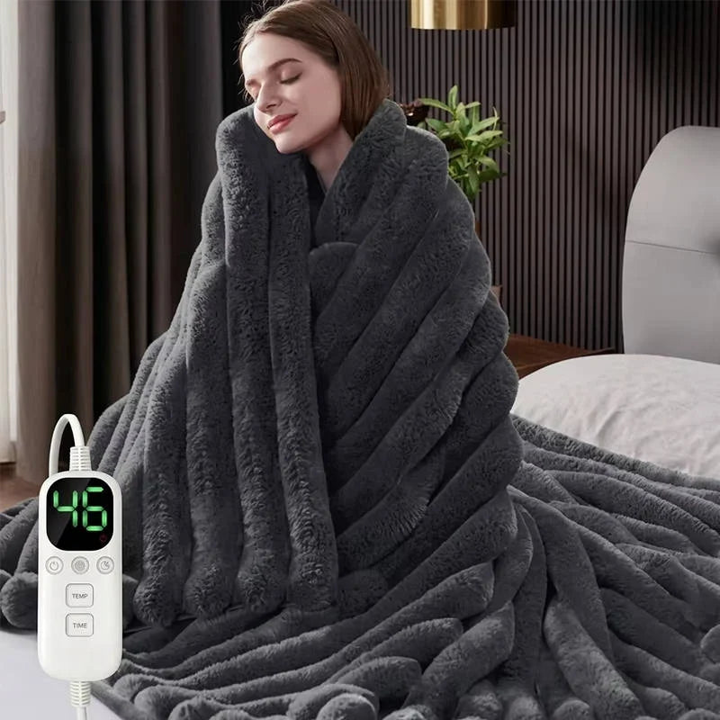 Faux Fur Heated Throw Blanket with 12 Heat Settings | Luxurious Faux Fur Warmth | Heated Blankets