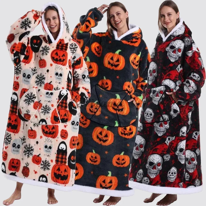 Oversized Hooded Blanket in Double-Brushed Fleece with Pouch Pocket | Full-Length Hooded Fleece Comfort | Wearable Blankets