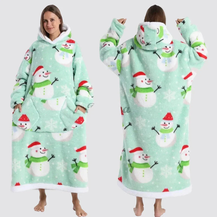 Oversized Hooded Blanket in Double-Brushed Fleece with Pouch Pocket | Full-Length Hooded Fleece Comfort | Wearable Blankets