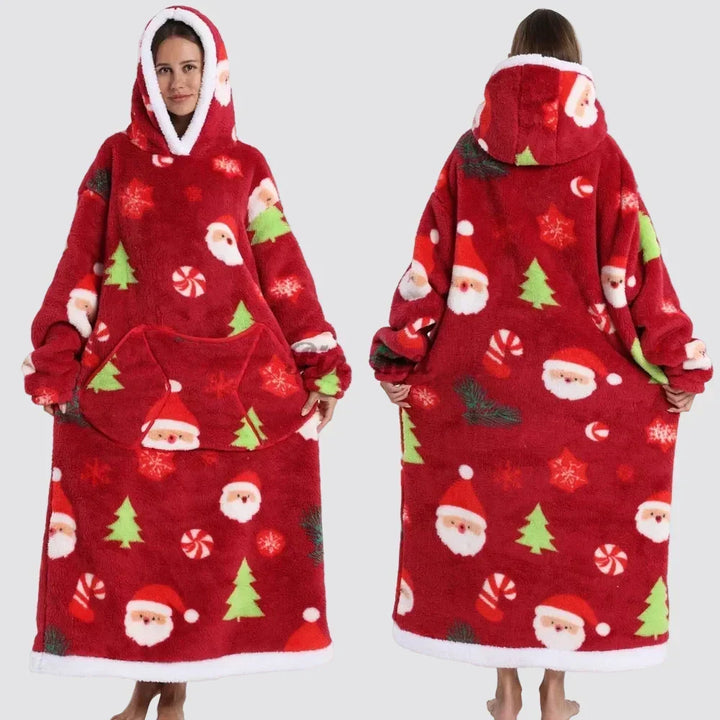 Oversized Hooded Blanket in Double-Brushed Fleece with Pouch Pocket | Full-Length Hooded Fleece Comfort | Wearable Blankets