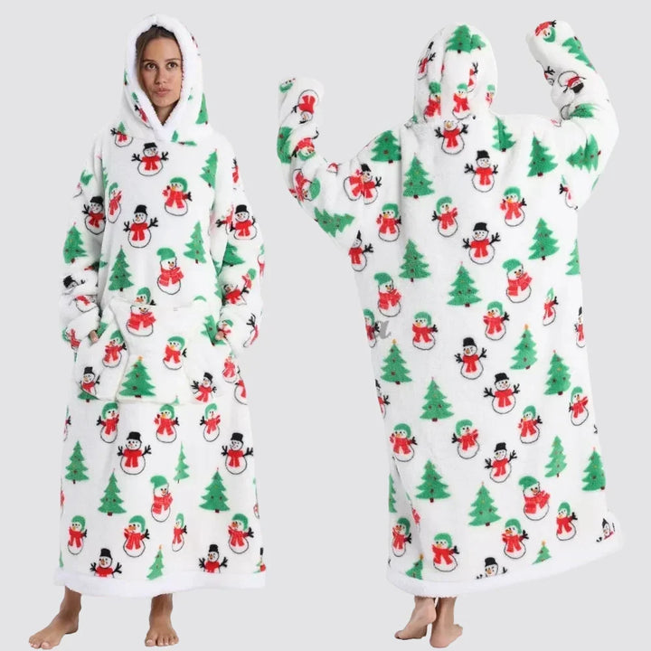 Oversized Hooded Blanket in Double-Brushed Fleece with Pouch Pocket | Full-Length Hooded Fleece Comfort | Wearable Blankets
