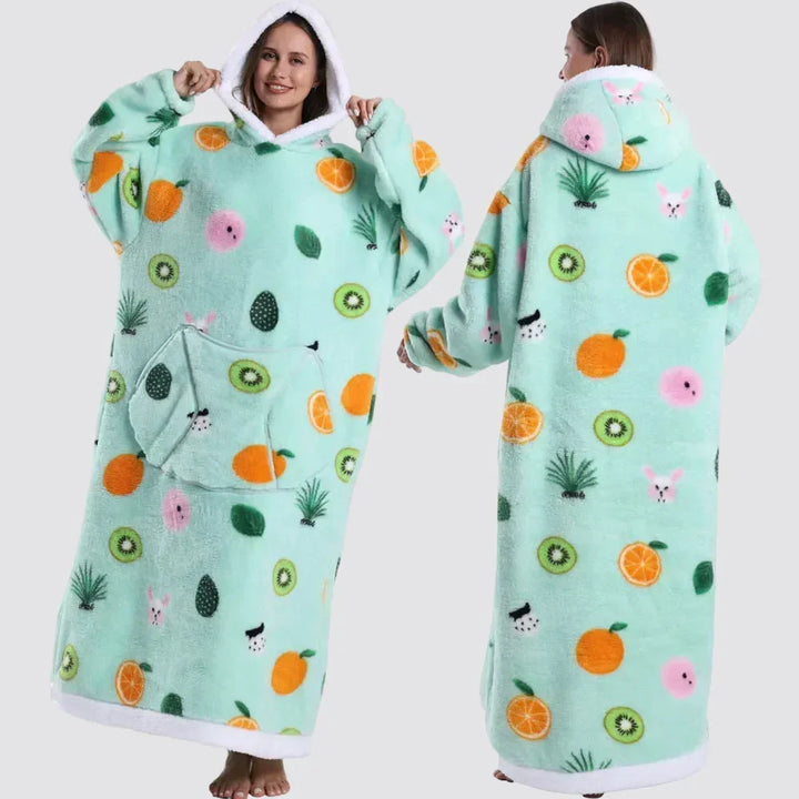 Oversized Hooded Blanket in Double-Brushed Fleece with Pouch Pocket | Full-Length Hooded Fleece Comfort | Wearable Blankets