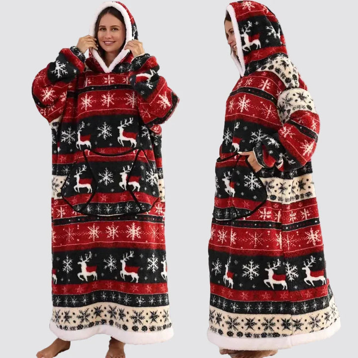 Oversized Hooded Blanket in Double-Brushed Fleece with Pouch Pocket | Full-Length Hooded Fleece Comfort | Wearable Blankets