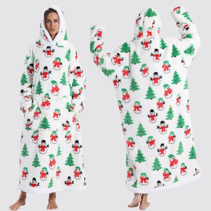 Oversized Hooded Blanket in Double-Brushed Fleece with Pouch Pocket | Full-Length Hooded Fleece Comfort | Wearable Blankets