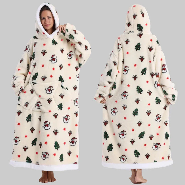 Oversized Hooded Blanket in Double-Brushed Fleece with Pouch Pocket | Full-Length Hooded Fleece Comfort | Wearable Blankets