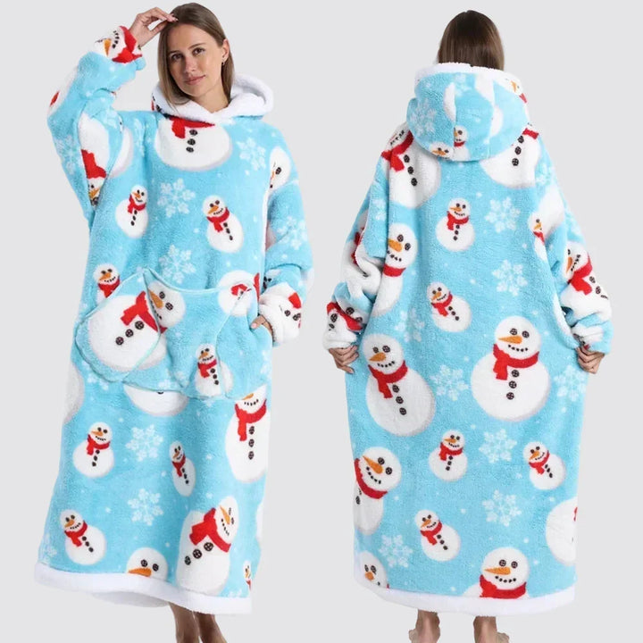 Oversized Hooded Blanket in Double-Brushed Fleece with Pouch Pocket | Full-Length Hooded Fleece Comfort | Wearable Blankets