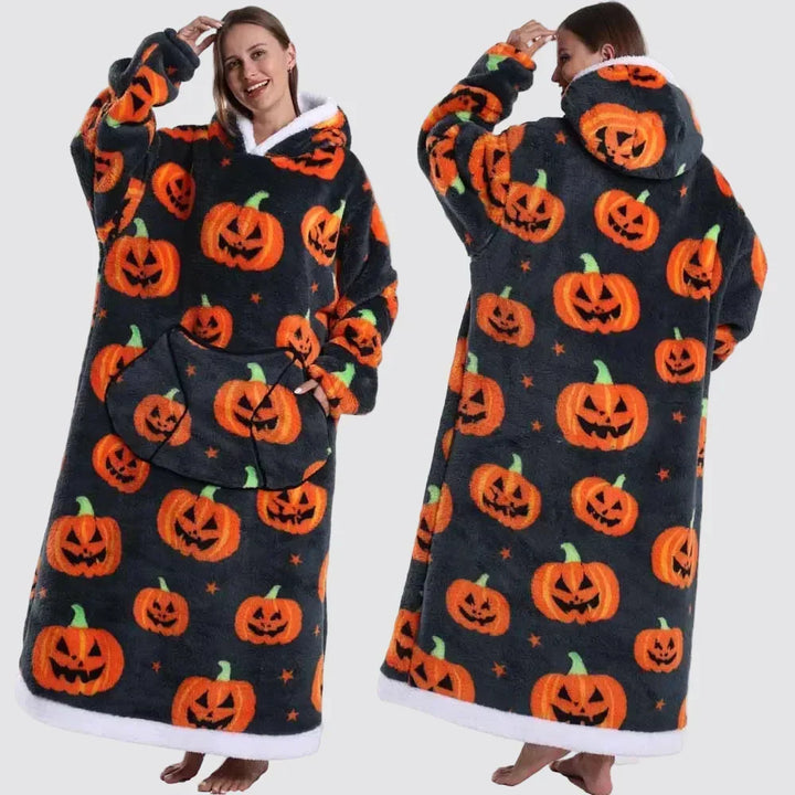 Oversized Hooded Blanket in Double-Brushed Fleece with Pouch Pocket | Full-Length Hooded Fleece Comfort | Wearable Blankets