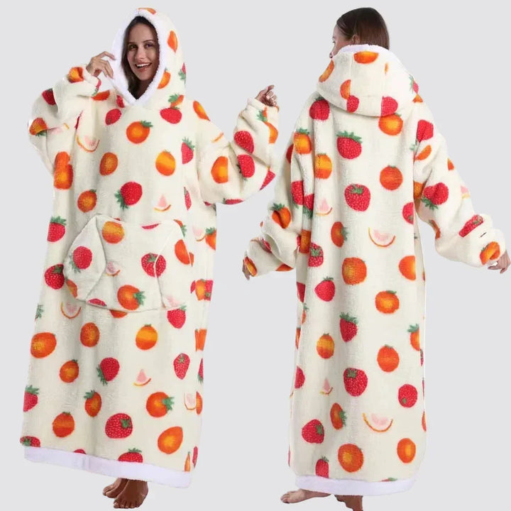 Oversized Hooded Blanket in Double-Brushed Fleece with Pouch Pocket | Full-Length Hooded Fleece Comfort | Wearable Blankets