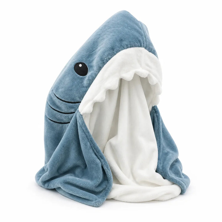 Shark Mouth Hooded Wearable Blanket in Ultra-Soft Fleece, Sizes S to 2XL | Shark Hood Fleece Wearable Blanket | Wearable Blankets