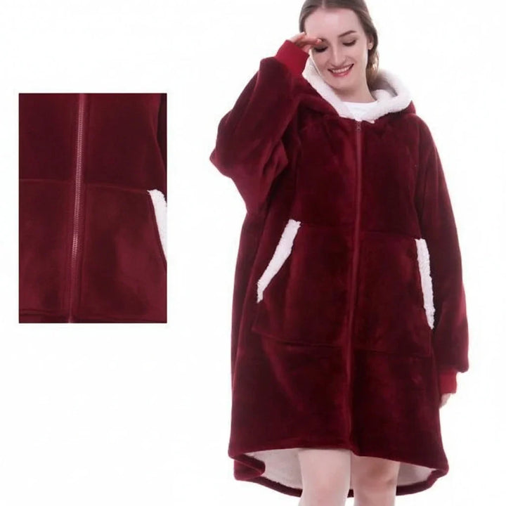 Hooded Wearable Blanket in Thick Brushed Fleece with Deep Hood | Warm Wearable Comfort Indoors | Wearable Blankets