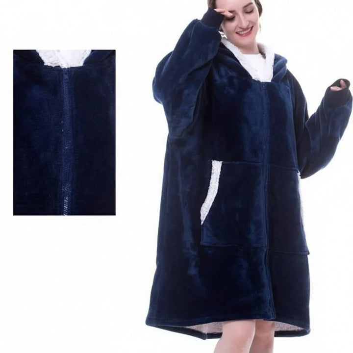 Hooded Wearable Blanket in Thick Brushed Fleece with Deep Hood | Warm Wearable Comfort Indoors | Wearable Blankets