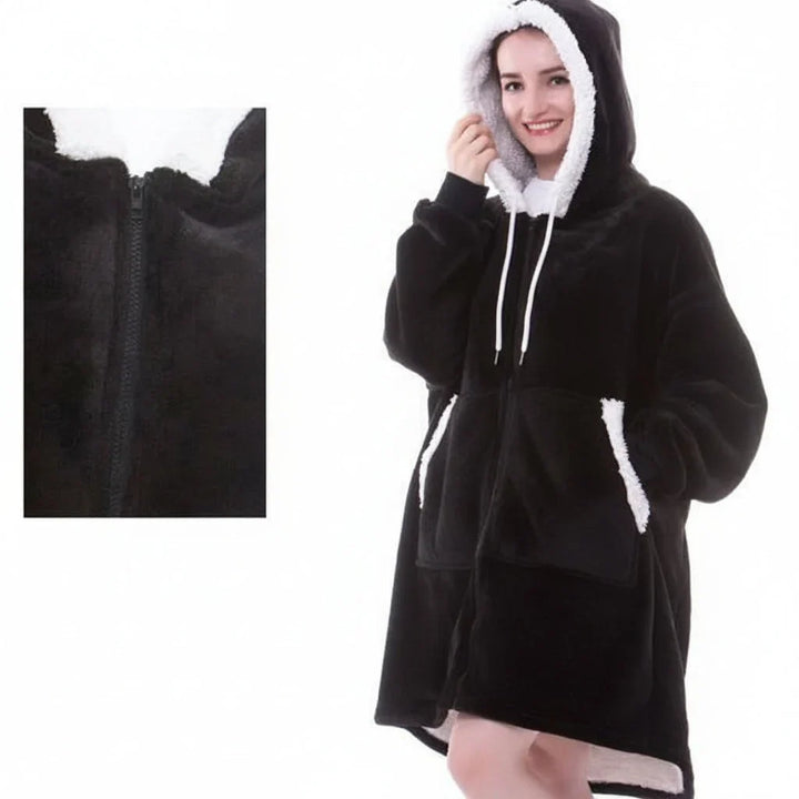 Hooded Wearable Blanket in Thick Brushed Fleece with Deep Hood | Warm Wearable Comfort Indoors | Wearable Blankets