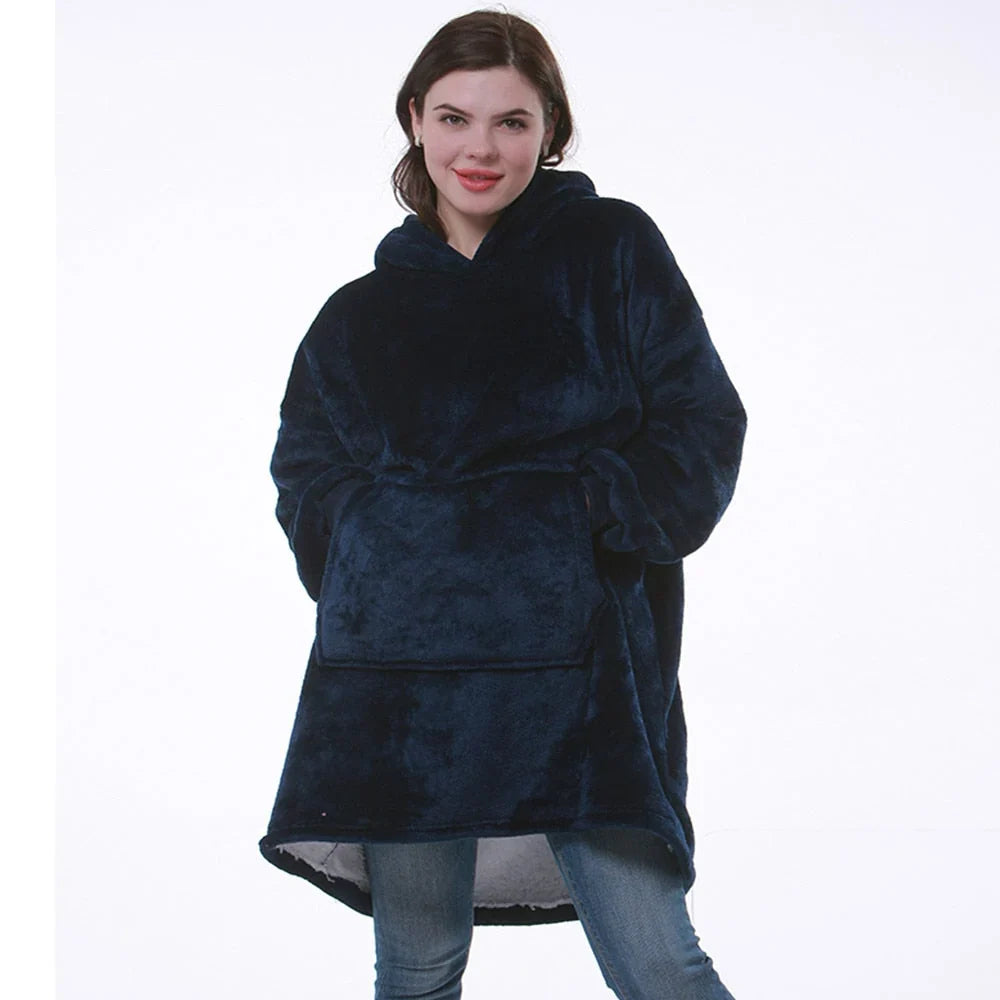 Hooded Wearable Blanket in Thick Brushed Fleece with Deep Hood | Warm Wearable Comfort Indoors | Wearable Blankets