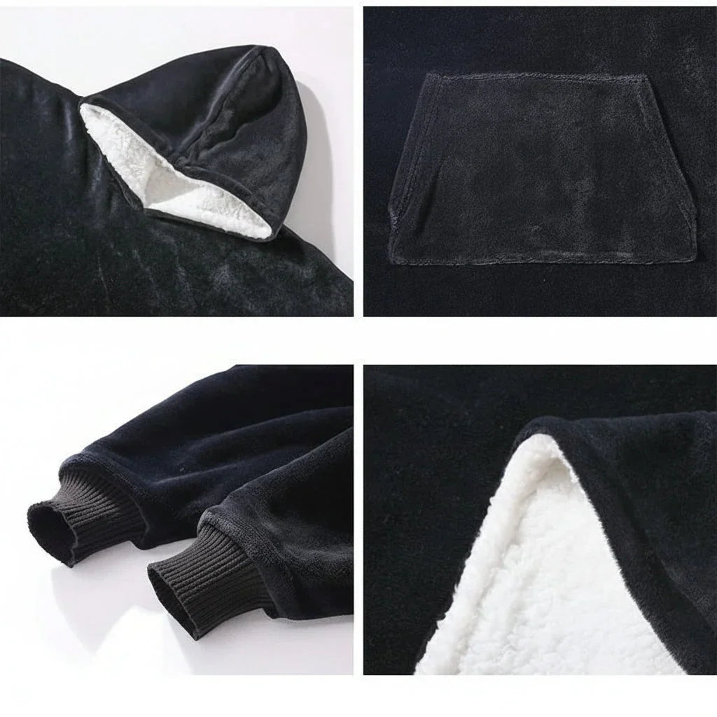Hooded Wearable Blanket in Thick Brushed Fleece with Deep Hood | Warm Wearable Comfort Indoors | Wearable Blankets
