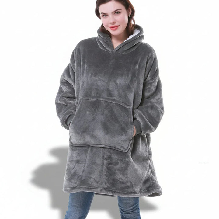 Hooded Wearable Blanket in Thick Brushed Fleece with Deep Hood | Warm Wearable Comfort Indoors | Wearable Blankets