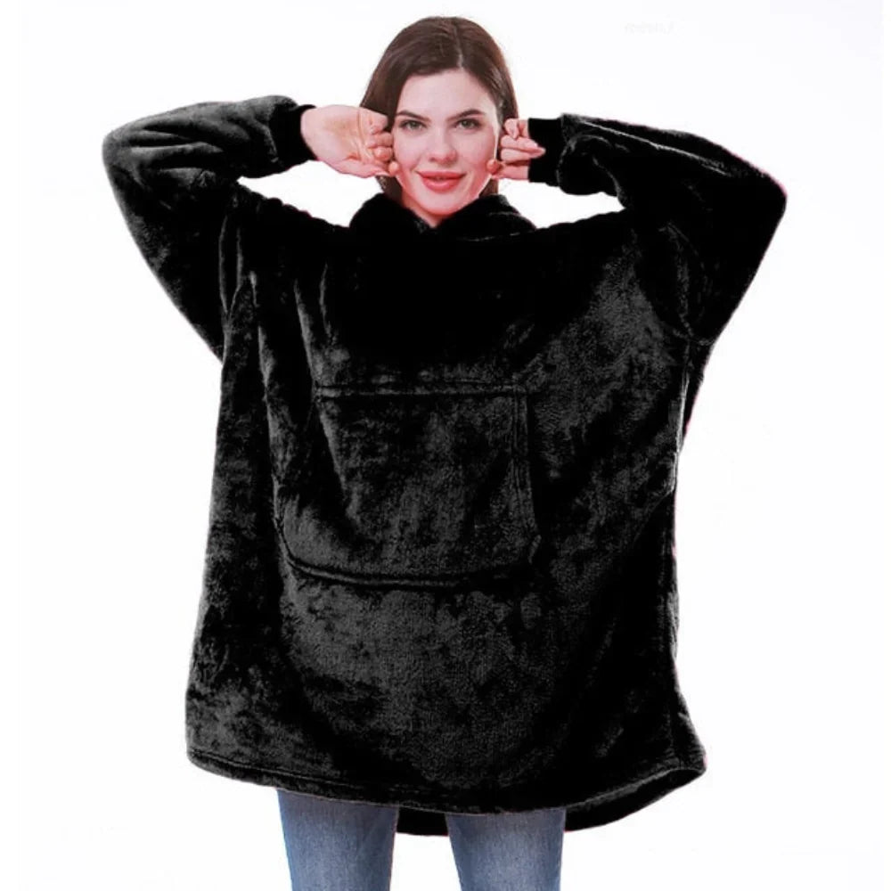 Hooded Wearable Blanket in Thick Brushed Fleece with Deep Hood | Warm Wearable Comfort Indoors | Wearable Blankets
