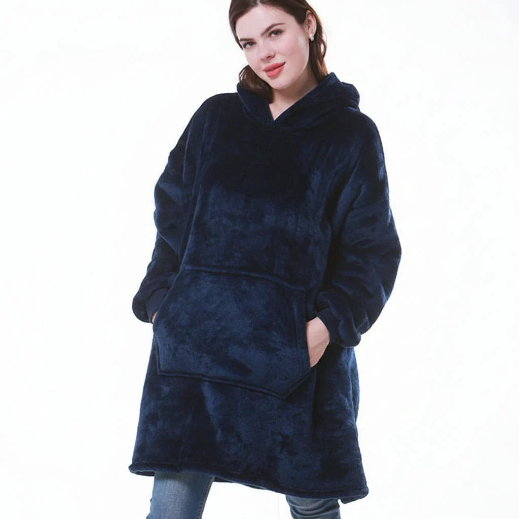 Hooded Wearable Blanket in Thick Brushed Fleece with Deep Hood | Warm Wearable Comfort Indoors | Wearable Blankets