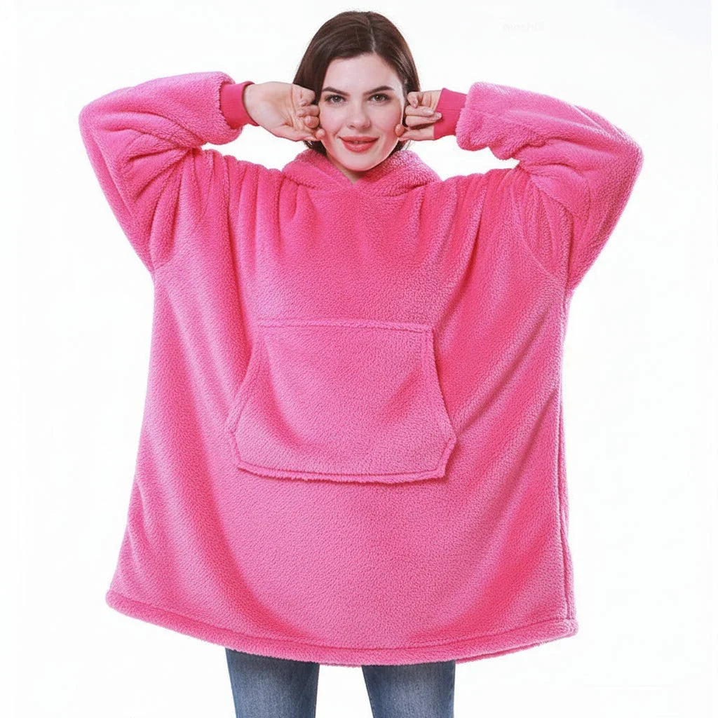 Hooded Wearable Blanket in Thick Brushed Fleece with Deep Hood | Warm Wearable Comfort Indoors | Wearable Blankets