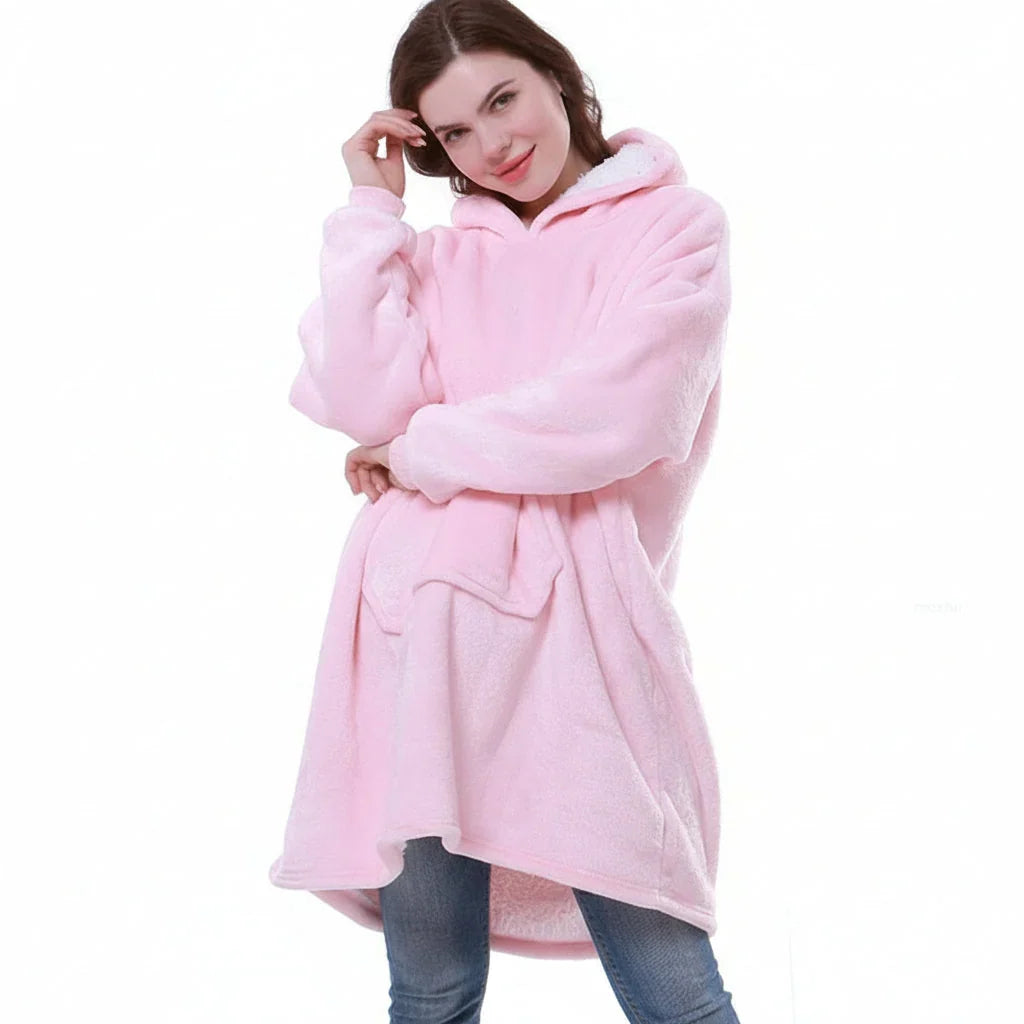 Hooded Wearable Blanket in Thick Brushed Fleece with Deep Hood | Warm Wearable Comfort Indoors | Wearable Blankets