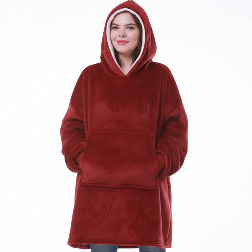 Hooded Wearable Blanket in Thick Brushed Fleece with Deep Hood | Warm Wearable Comfort Indoors | Wearable Blankets