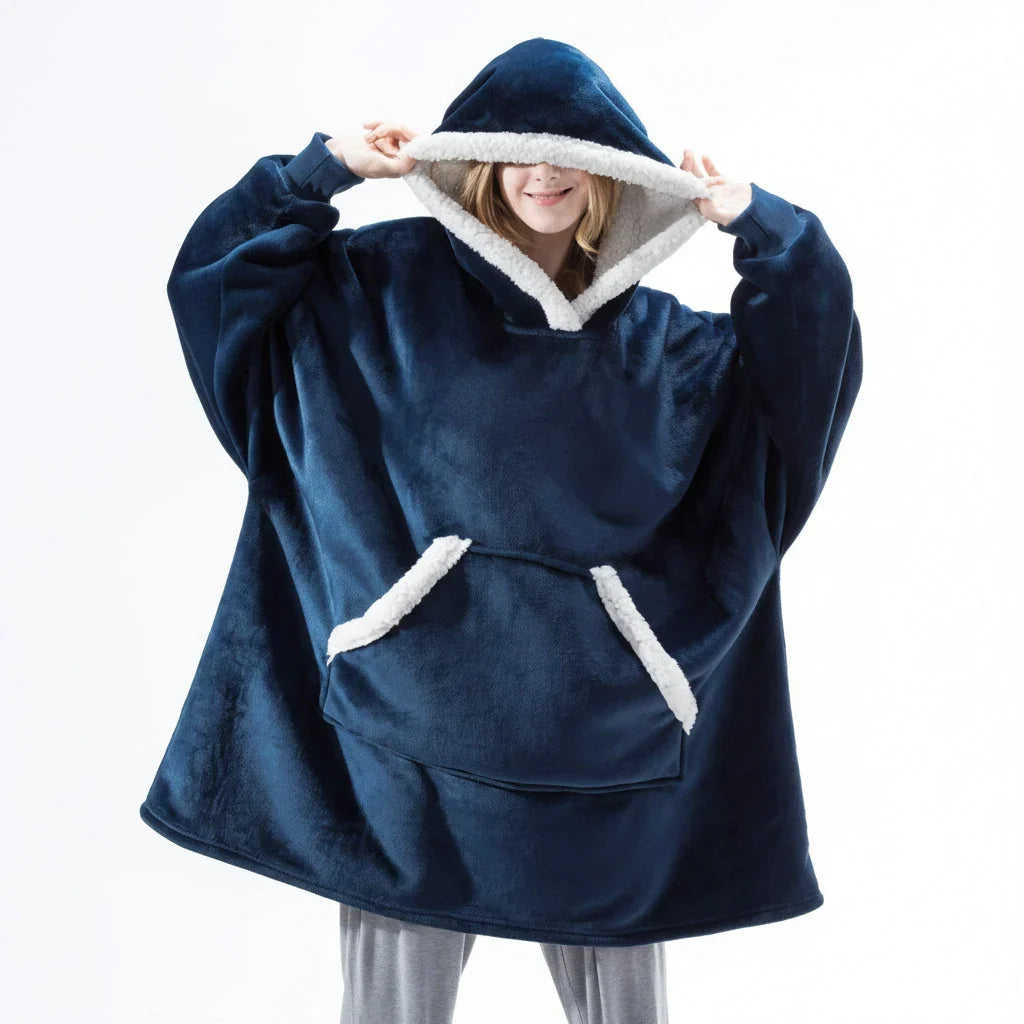 Hooded Wearable Blanket in Thick Brushed Fleece with Deep Hood | Warm Wearable Comfort Indoors | Wearable Blankets