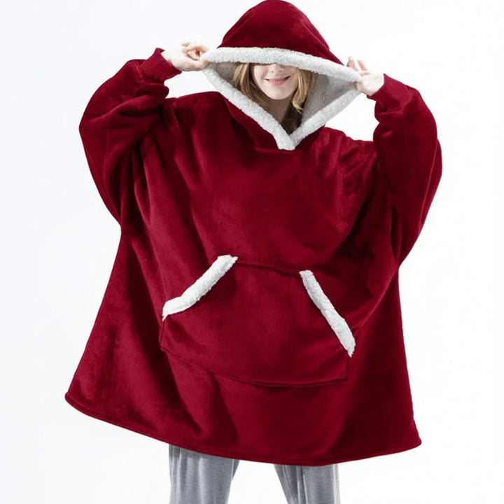 Hooded Wearable Blanket in Thick Brushed Fleece with Deep Hood | Warm Wearable Comfort Indoors | Wearable Blankets