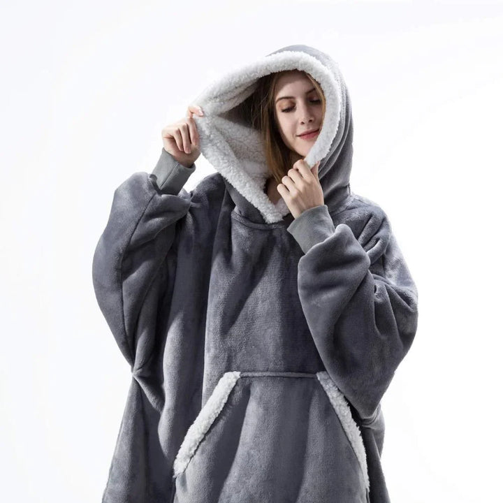 Hooded Wearable Blanket in Thick Brushed Fleece with Deep Hood | Warm Wearable Comfort Indoors | Wearable Blankets