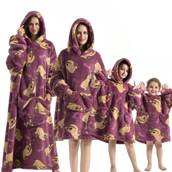 Oversized Fleece and Flannel Hoodie Blanket, Machine Washable | Wearable Warmth Without Bulk | Hoodie Blankets