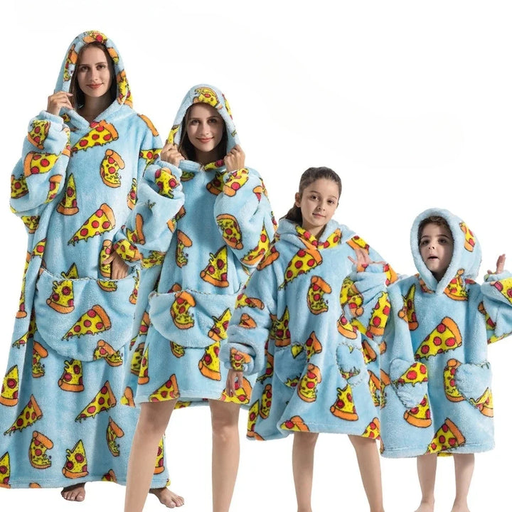 Oversized Fleece and Flannel Hoodie Blanket, Machine Washable | Wearable Warmth Without Bulk | Hoodie Blankets