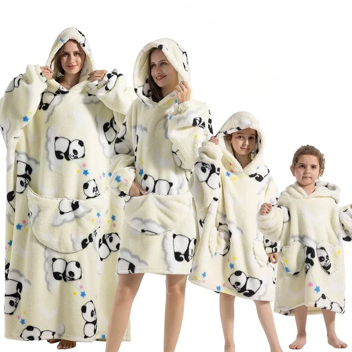 Oversized Fleece and Flannel Hoodie Blanket, Machine Washable | Wearable Warmth Without Bulk | Hoodie Blankets