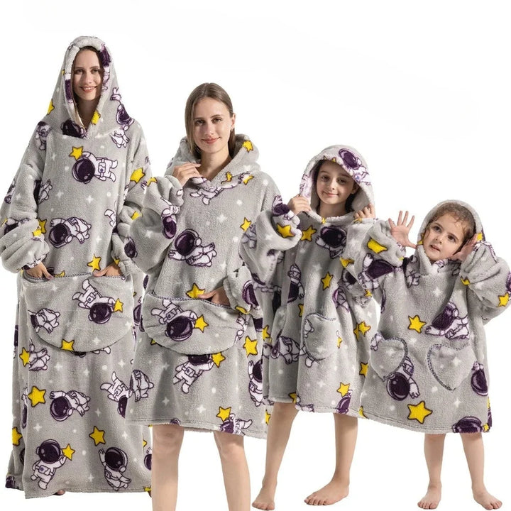 Oversized Fleece and Flannel Hoodie Blanket, Machine Washable | Wearable Warmth Without Bulk | Hoodie Blankets