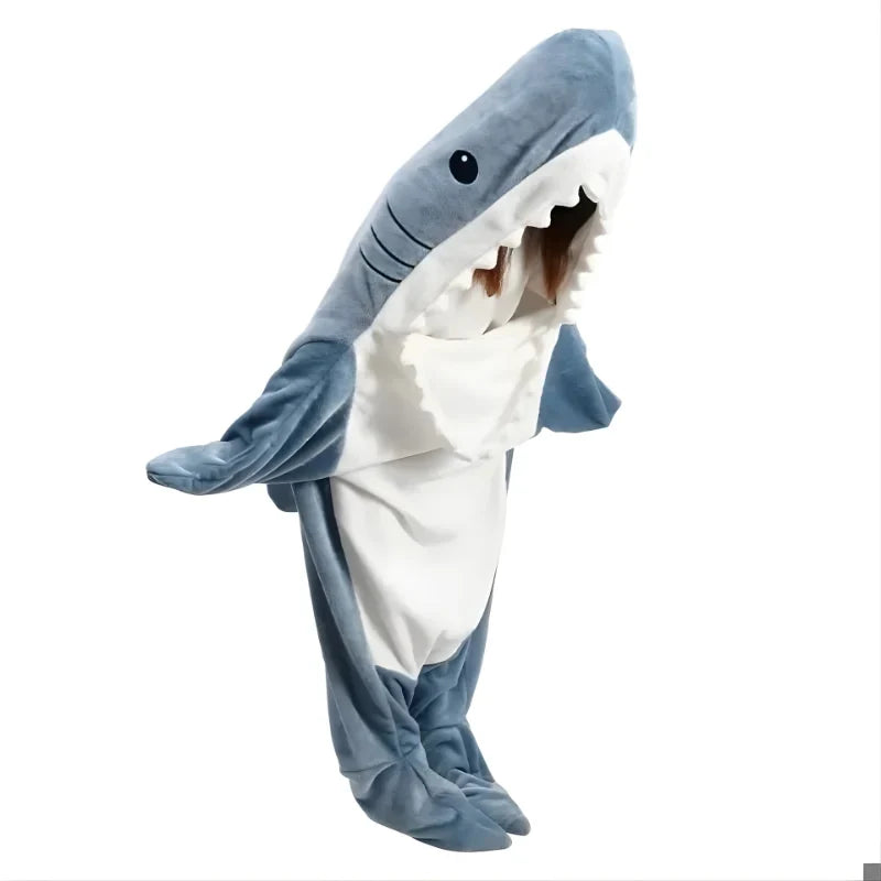 Shark Hood Hoodie Blanket in Soft Flannel, Machine Washable | Playful Shark Hood Warmth | Hoodie Blankets