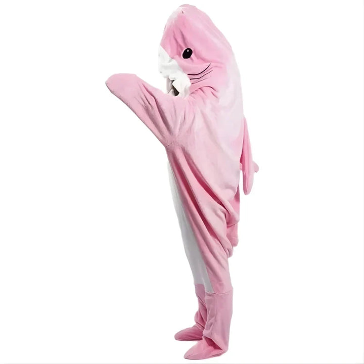 Shark Hood Hoodie Blanket in Soft Flannel, Machine Washable | Playful Shark Hood Warmth | Hoodie Blankets