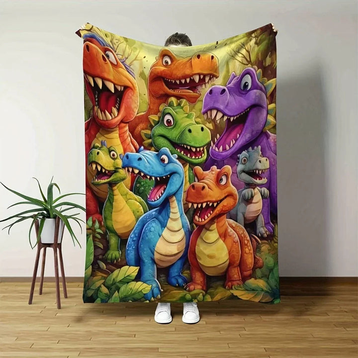 Kids Dinosaur Print Fleece Throw Blanket, Double-Brushed and Machine Washable | Dino Fleece Warmth for Kids | Kids Blankets