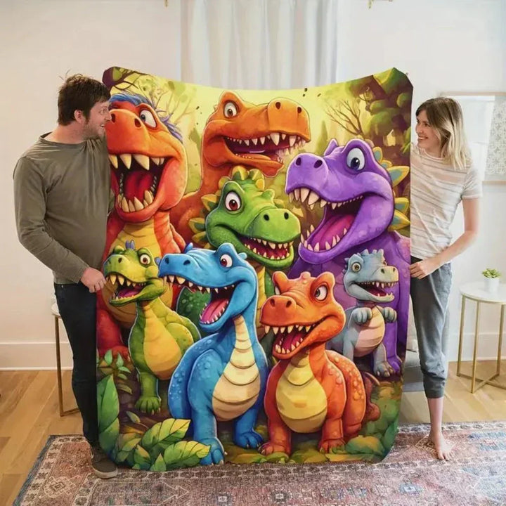 Kids Dinosaur Print Fleece Throw Blanket, Double-Brushed and Machine Washable | Dino Fleece Warmth for Kids | Kids Blankets