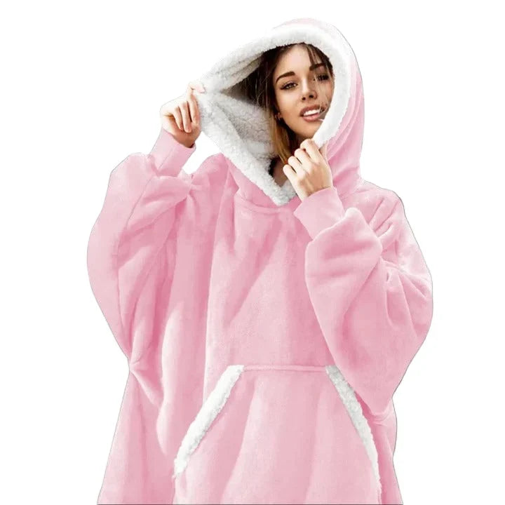 Oversized Blanket Hoodie in Flannel and Microfiber with Front Pocket | Big Pocket, Big Warmth | Hoodie Blankets