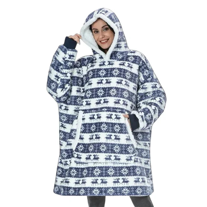 Oversized Blanket Hoodie in Flannel and Microfiber with Front Pocket | Big Pocket, Big Warmth | Hoodie Blankets