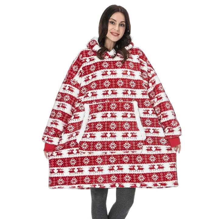 Oversized Blanket Hoodie in Flannel and Microfiber with Front Pocket | Big Pocket, Big Warmth | Hoodie Blankets
