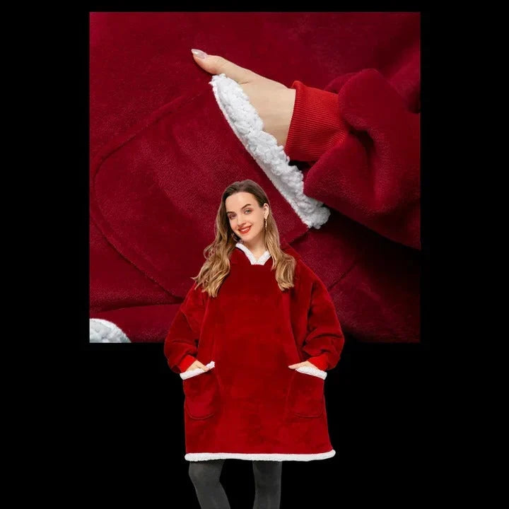 Oversized Blanket Hoodie in Flannel and Microfiber with Front Pocket | Big Pocket, Big Warmth | Hoodie Blankets