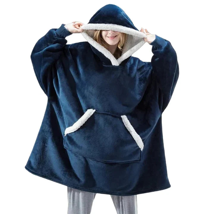 Oversized Blanket Hoodie in Flannel and Microfiber with Front Pocket | Big Pocket, Big Warmth | Hoodie Blankets