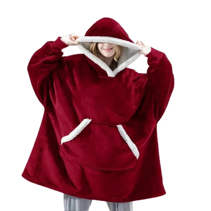Oversized Blanket Hoodie in Flannel and Microfiber with Front Pocket | Big Pocket, Big Warmth | Hoodie Blankets