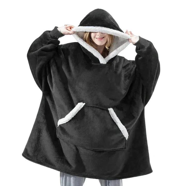 Oversized Blanket Hoodie in Flannel and Microfiber with Front Pocket | Big Pocket, Big Warmth | Hoodie Blankets