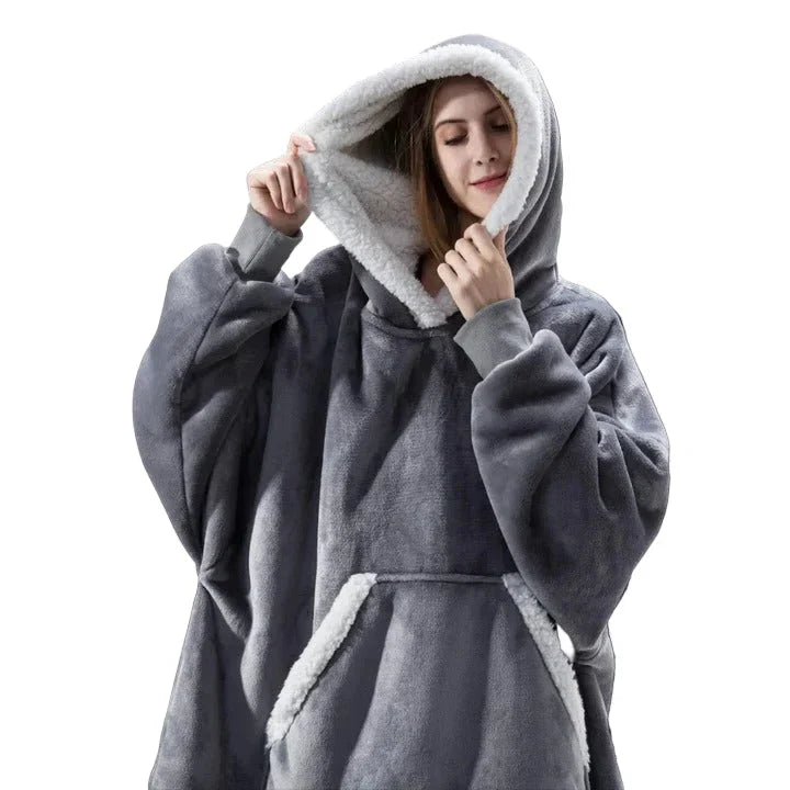 Oversized Blanket Hoodie in Flannel and Microfiber with Front Pocket | Big Pocket, Big Warmth | Hoodie Blankets
