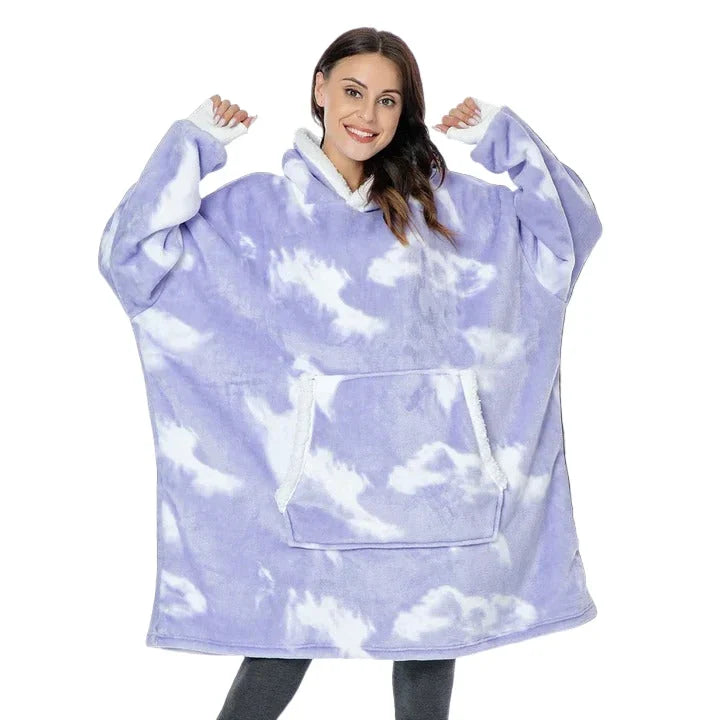 Oversized Blanket Hoodie in Flannel and Microfiber with Front Pocket | Big Pocket, Big Warmth | Hoodie Blankets