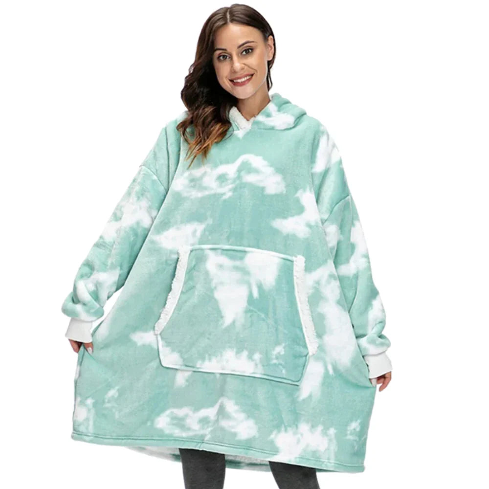 Oversized Hoodie Blanket with Built-In Sleeves in Microfiber and Flannel | Hands-Free Warmth Indoors | Hoodie Blankets