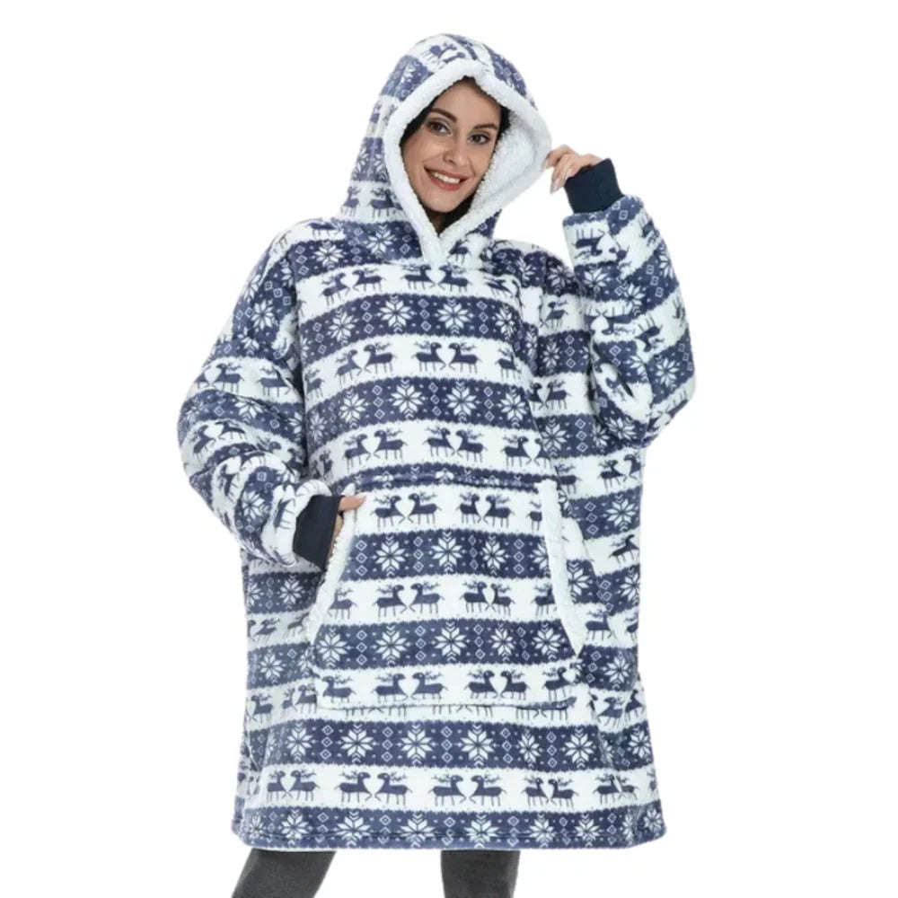 Oversized Hoodie Blanket with Built-In Sleeves in Microfiber and Flannel | Hands-Free Warmth Indoors | Hoodie Blankets