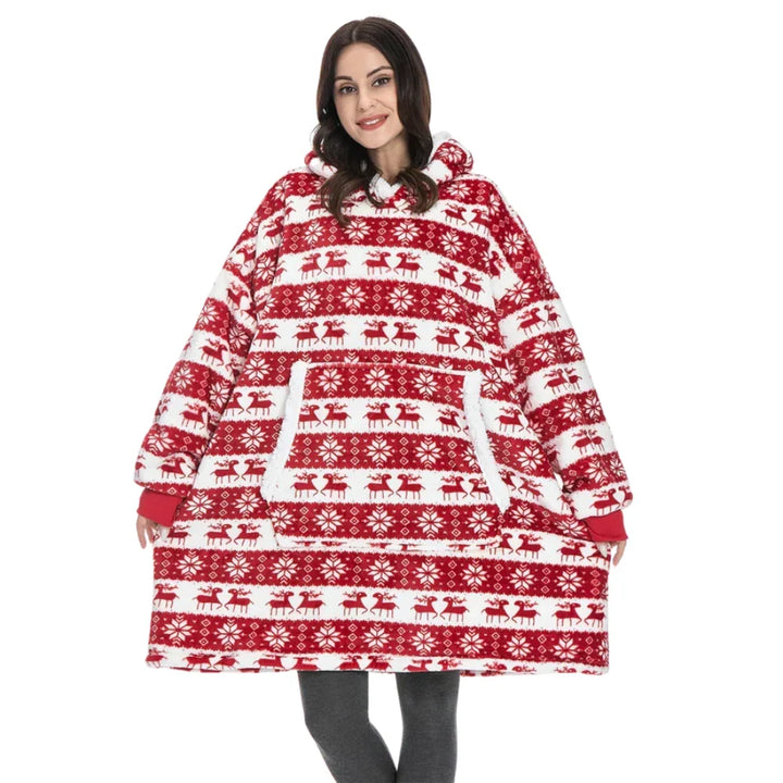 Oversized Hoodie Blanket with Built-In Sleeves in Microfiber and Flannel | Hands-Free Warmth Indoors | Hoodie Blankets